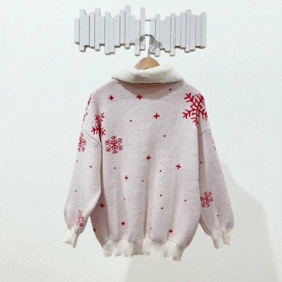 NWT J.ING Jing White Pullover Oversize Christmas Sweater Collar One Size - Picture 5 of 7